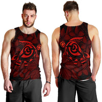 Hawaiian Turtle Hibiscus Plumeria Kanaka Polynesian Tank Top Red - Soft Style - AH - Polynesian Pride