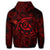 Hawaiian Turtle Hibiscus Plumeria Kanaka Polynesian Zip Hoodie Red Soft Style - Polynesian Pride