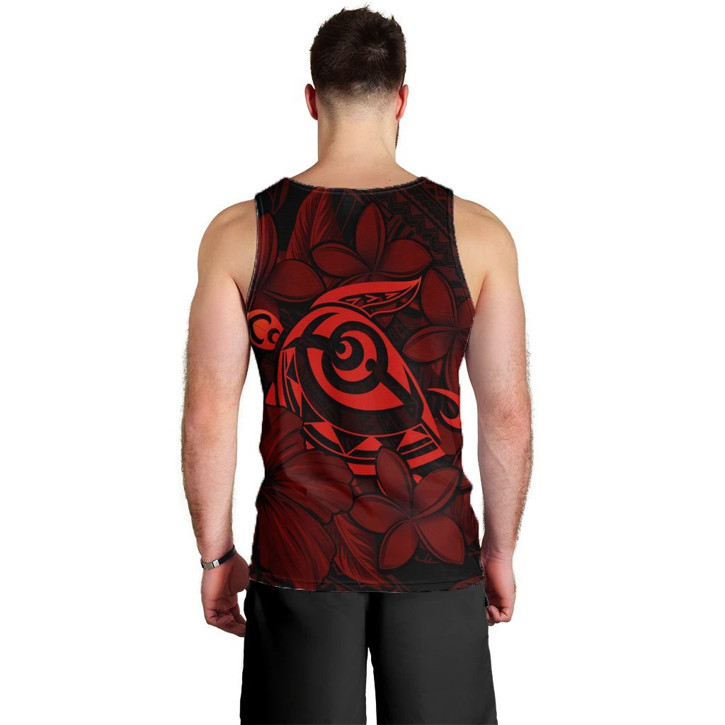 Hawaiian Turtle Hibiscus Plumeria Kanaka Polynesian Tank Top Red - Soft Style - AH - Polynesian Pride
