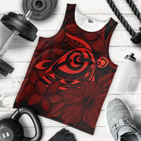 Hawaiian Turtle Hibiscus Plumeria Kanaka Polynesian Tank Top Red - Soft Style - AH - Polynesian Pride