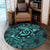 Hawaiian Turtle Hibiscus Plumeria Kanaka Polynesian Round Carpet Turquoise - Soft Style - AH - Polynesian Pride