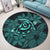 Hawaiian Turtle Hibiscus Plumeria Kanaka Polynesian Round Carpet Turquoise - Soft Style - AH - Polynesian Pride