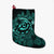 Hawaiian Turtle Hibiscus Plumeria Kanaka Polynesian Christmas Stocking Turquoise - Soft Style - AH Christmas Stocking 26 X 42 cm Black - Polynesian Pride