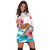 Hawaiian Turtle Hibiscus Waves Polynesian Hoodie Dress - AH - Polynesian Pride