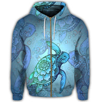 Hawaiian Turtle In The Sea Bubble Polynesian Zip Hoodie - Polynesian Pride