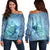 Hawaiian Turtle In The Sea Bubble Polynesian Women's Off Shoulder Sweater - AH Black - Polynesian Pride