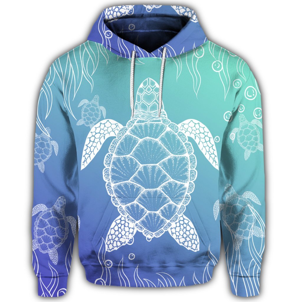 Hawaiian Turtle In The Sea Polynesian Hoodie - Polynesian Pride