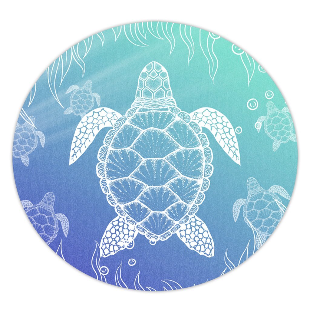 Hawaiian Turtle In The Sea Polynesian Round Carpet - AH Round Carpet Luxurious Plush - Polynesian Pride