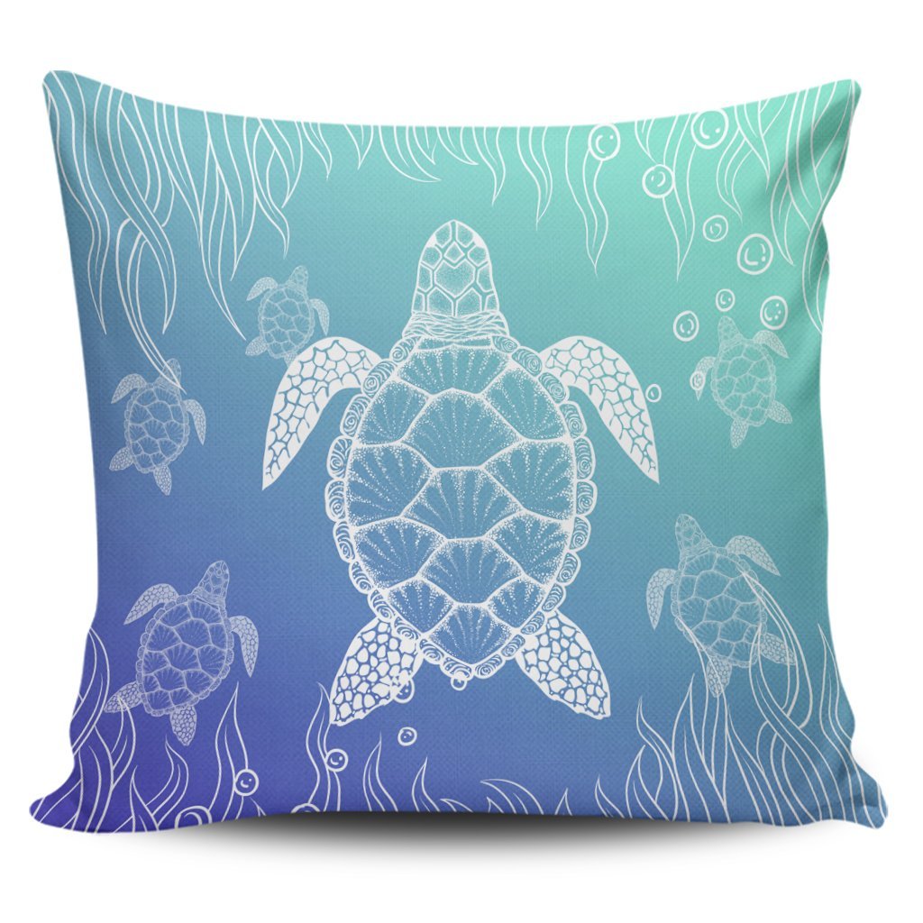 Hawaiian Turtle In The Sea Polynesian Pillow Covers - AH Pillow Covers Black - Polynesian Pride