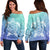 Hawaiian Turtle In The Sea Polynesian Women's Off Shoulder Sweater - AH Black - Polynesian Pride