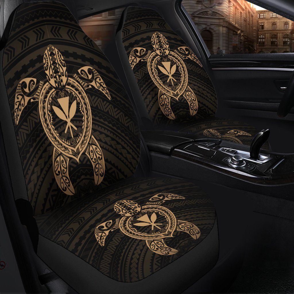 Hawaiian Turtle Kanaka Polynesian Car Seat Covers - Gold - AH - Polynesian Pride