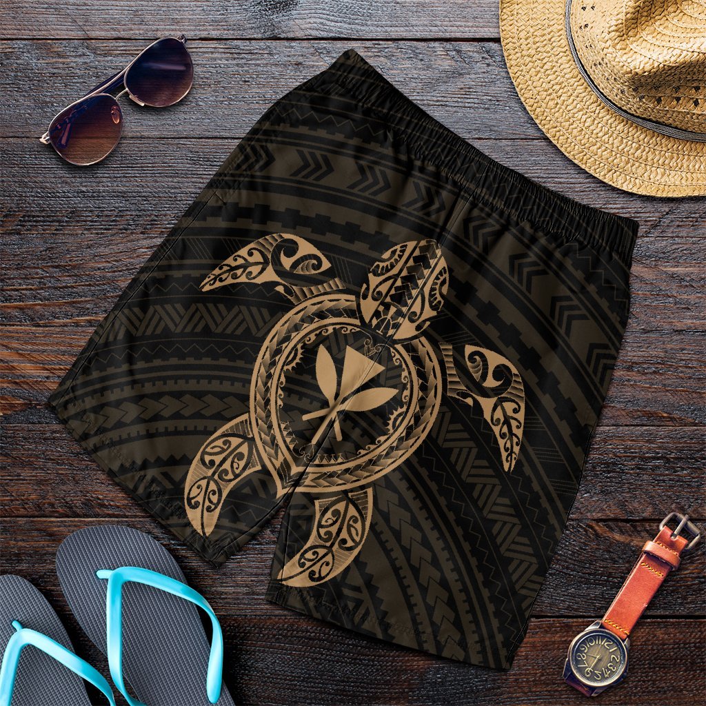 Hawaiian Turtle Kanaka Polynesian Men's Shorts - Gold - AH Art - Polynesian Pride
