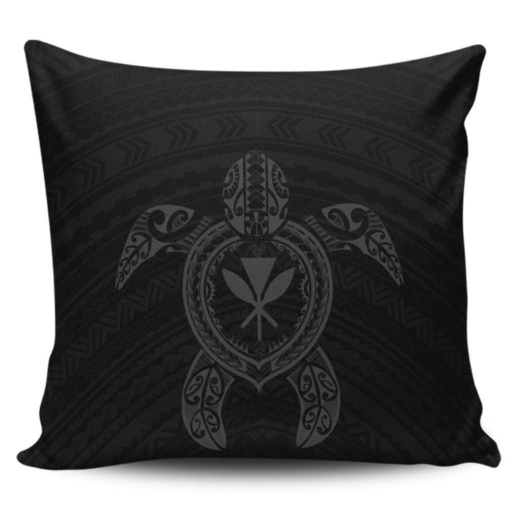 Hawaiian Turtle Kanaka Polynesian Pillow Covers - Gray - AH Pillow Covers Black - Polynesian Pride