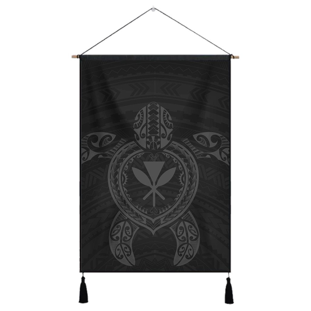 Hawaiian Turtle Kanaka Polynesian Hanging Poster - Gray - AH Hanging Poster Cotton And Linen - Polynesian Pride