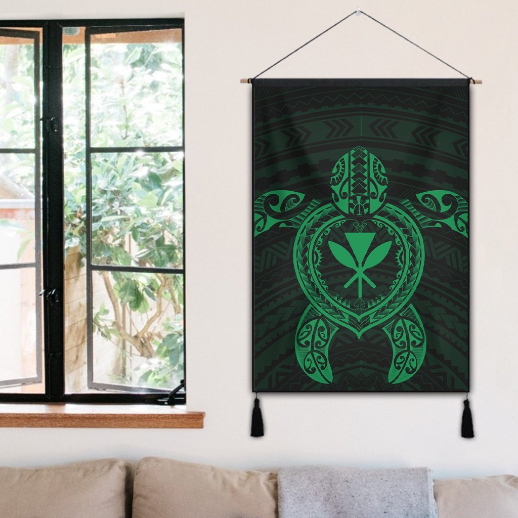 Hawaiian Turtle Kanaka Polynesian Hanging Poster - Green - AH - Polynesian Pride