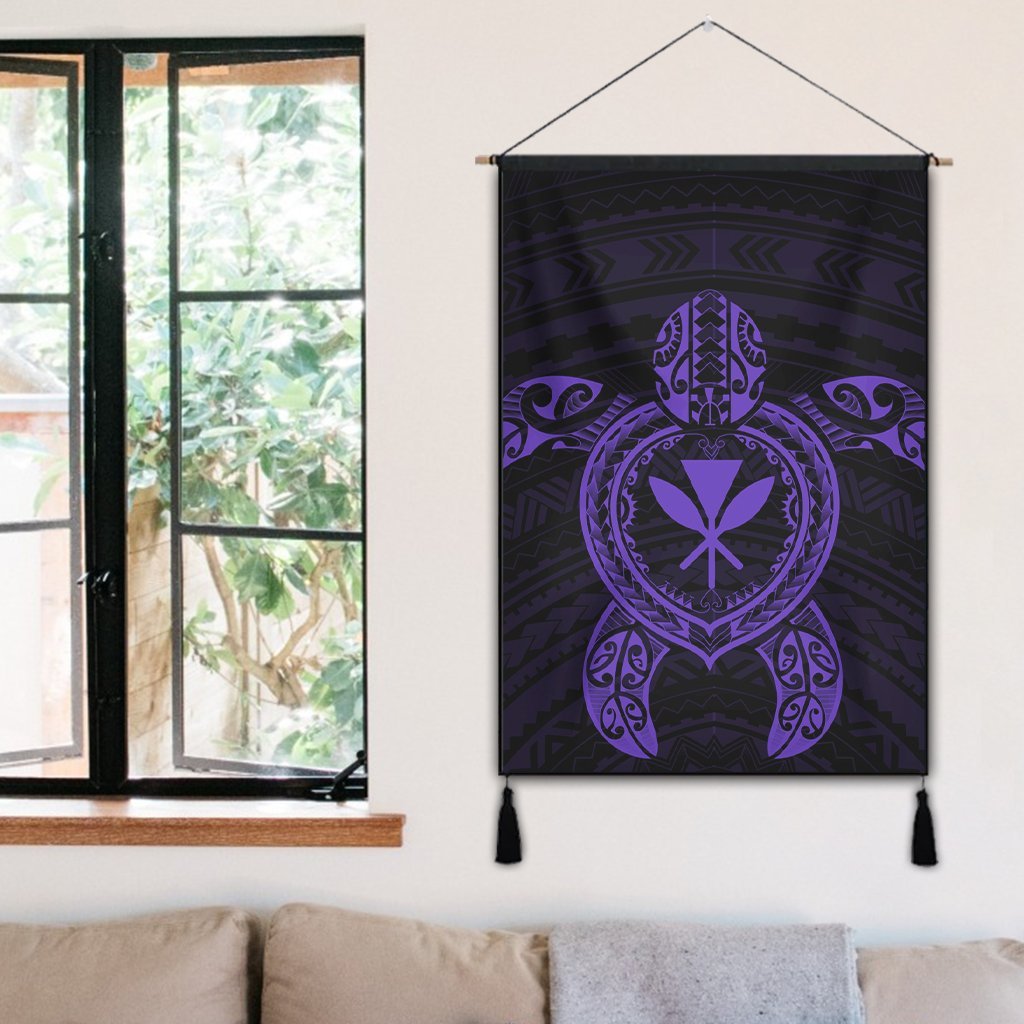 Hawaiian Turtle Kanaka Polynesian Hanging Poster - Purple - AH - Polynesian Pride