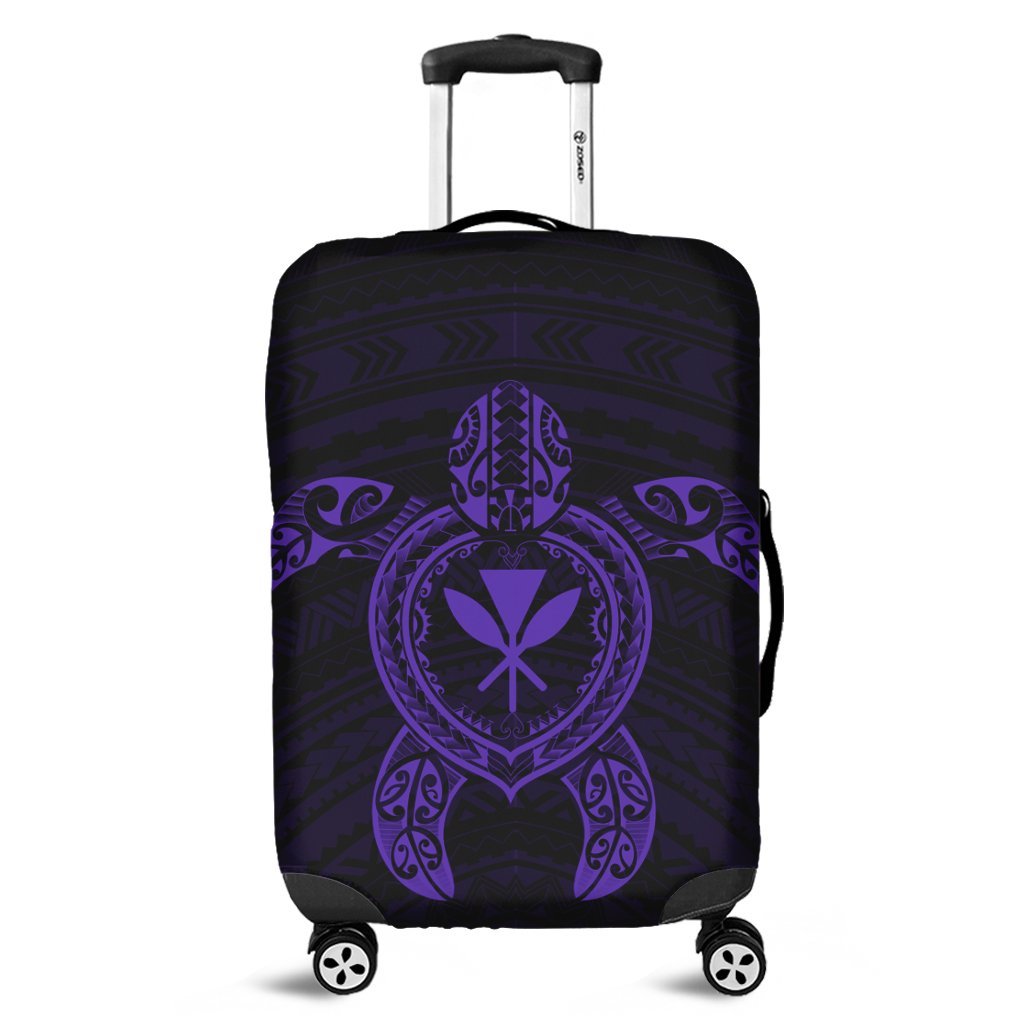 Hawaiian Turtle Kanaka Polynesian Luggage Covers - Purple - AH Black - Polynesian Pride