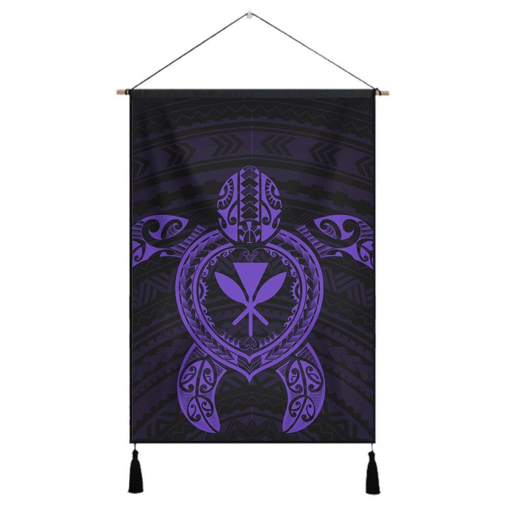 Hawaiian Turtle Kanaka Polynesian Hanging Poster - Purple - AH Hanging Poster Cotton And Linen - Polynesian Pride