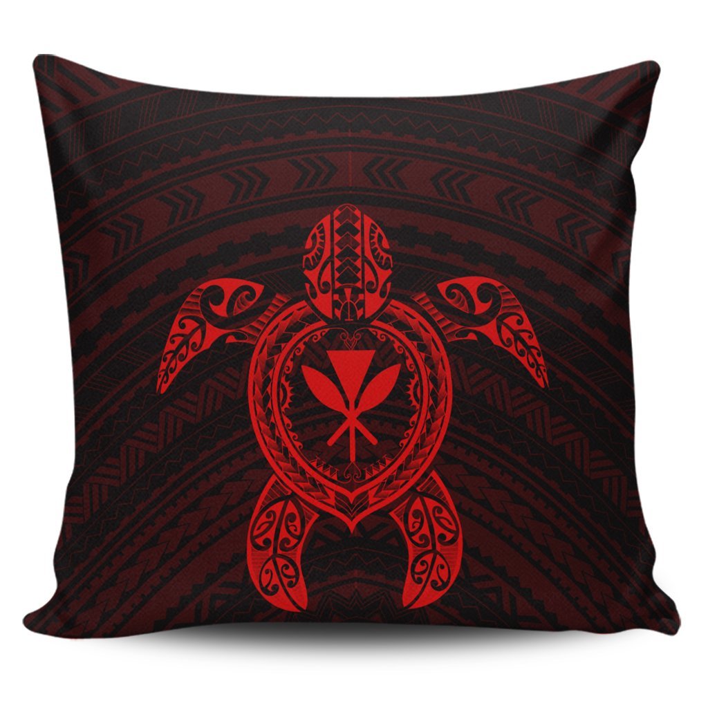 Hawaiian Turtle Kanaka Polynesian Pillow Covers - Red - AH Pillow Covers Black - Polynesian Pride