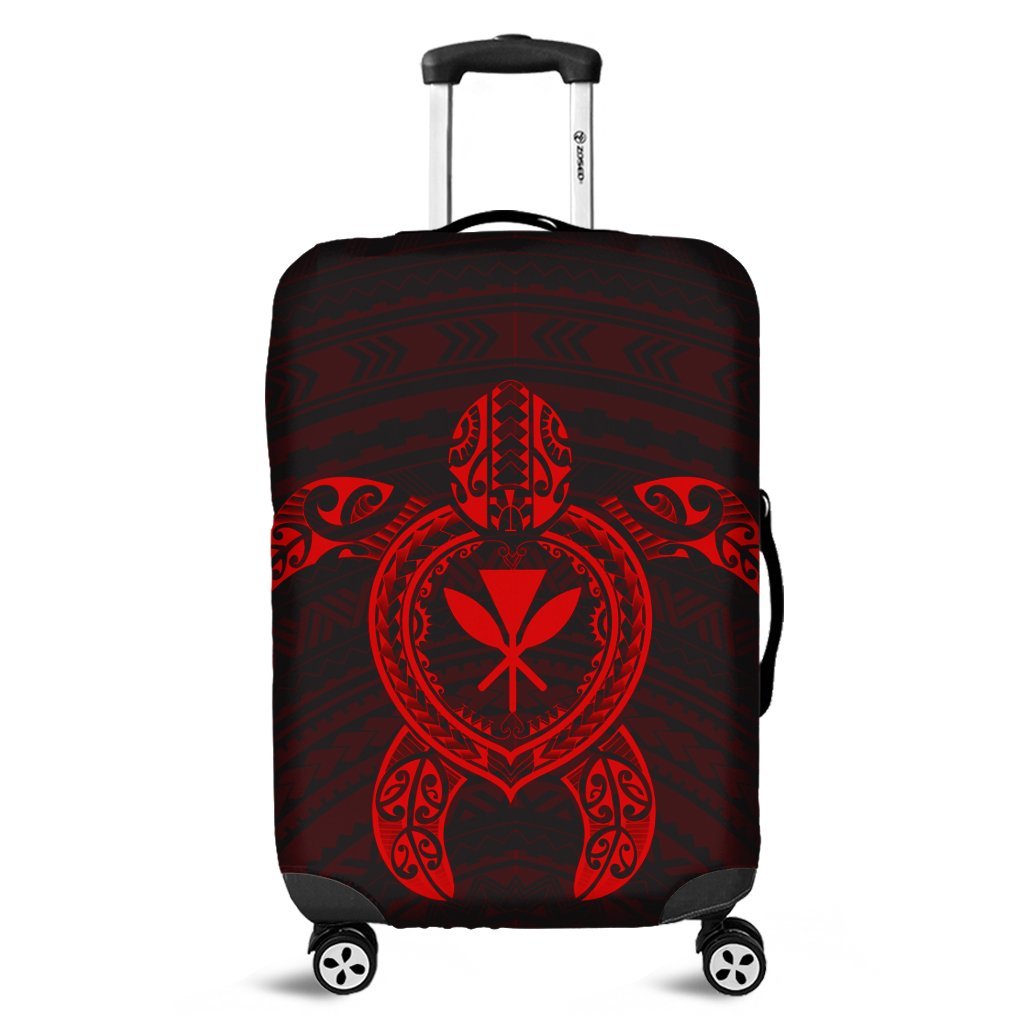 Hawaiian Turtle Kanaka Polynesian Luggage Covers - Red - AH Black - Polynesian Pride