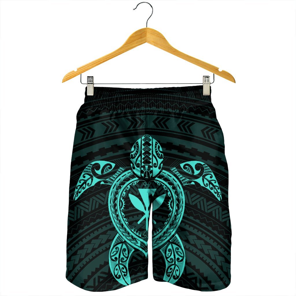 Hawaiian Turtle Kanaka Polynesian Men's Shorts - Turquoise - AH - Polynesian Pride