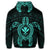 Hawaiian Turtle Kanaka Polynesian Zip Hoodie Turquoise - Polynesian Pride