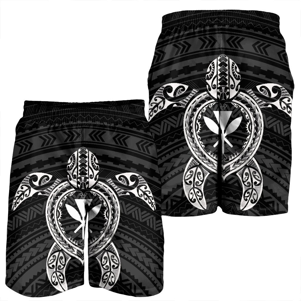 Hawaiian Turtle Kanaka Polynesian Men's Shorts - White - AH - Polynesian Pride