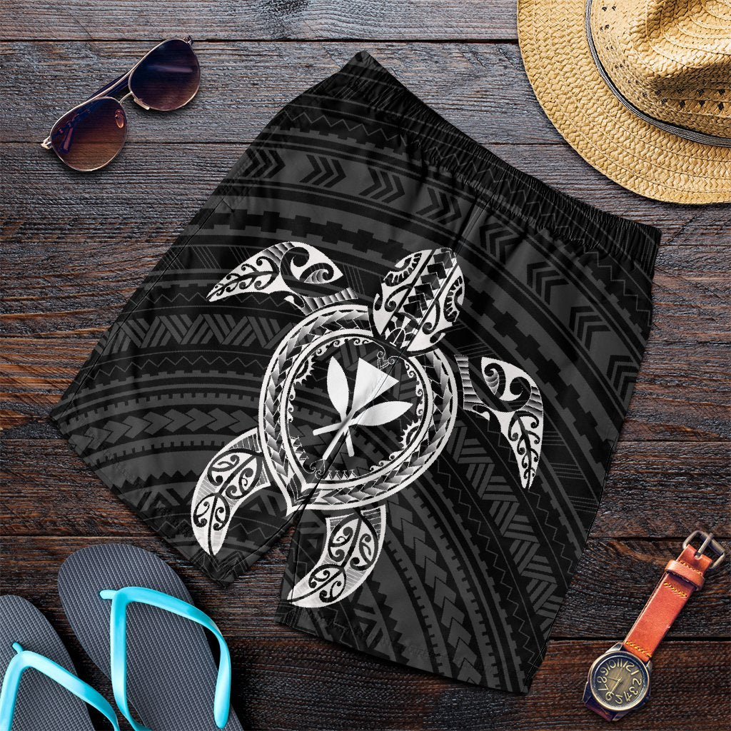 Hawaiian Turtle Kanaka Polynesian Men's Shorts - White - AH Art - Polynesian Pride