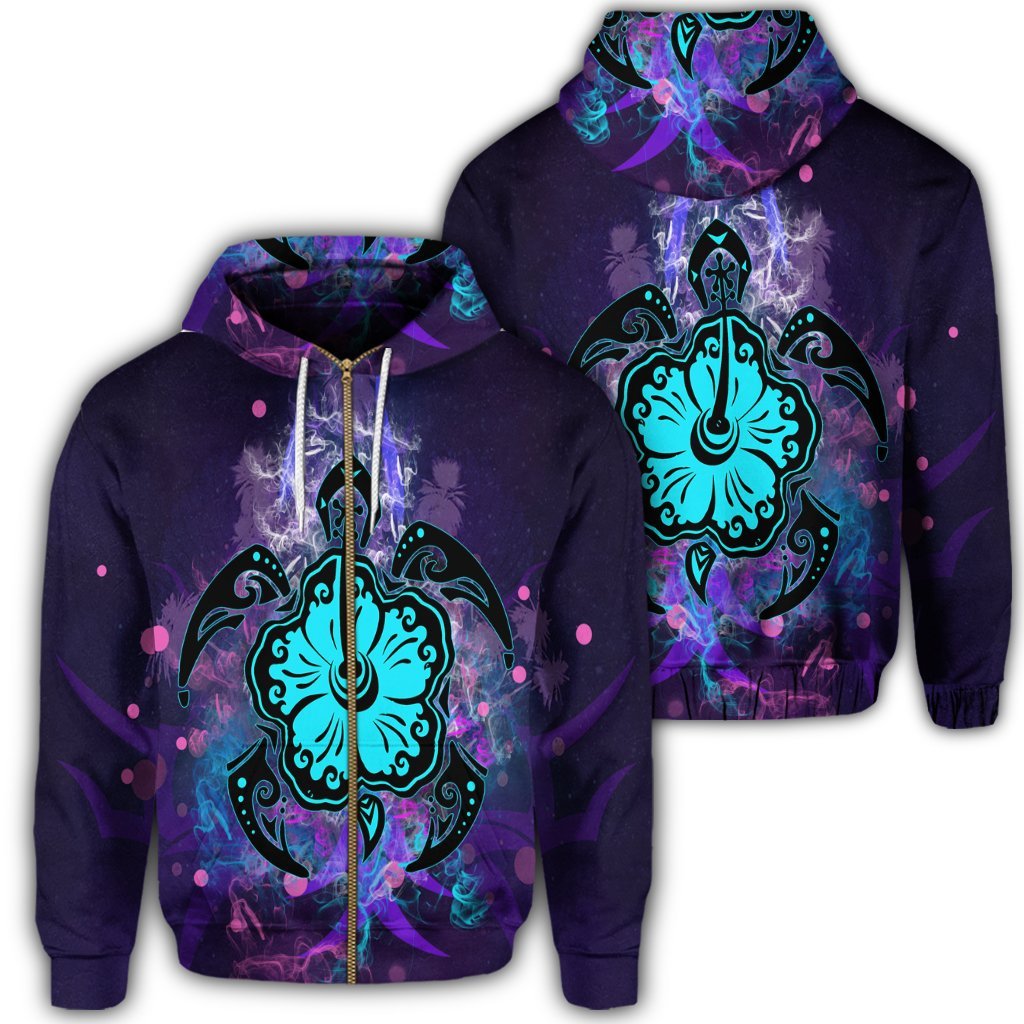 Hawaiian Turtle Mystery Polynesian Zip Hoodie Unisex Art - Polynesian Pride