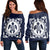 Hawaiian Turtle Pattern Women's Off Shoulder Sweater - AH Black - Polynesian Pride