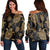 Hawaiian Turtle Pattern Golden Women's Off Shoulder Sweater - AH Black - Polynesian Pride