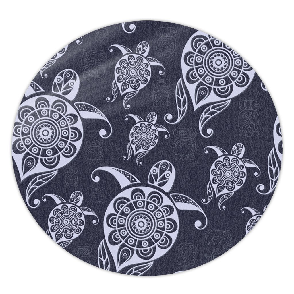 Hawaiian Turtle Pattern Wonderfull Round Carpet - AH Round Carpet Luxurious Plush - Polynesian Pride