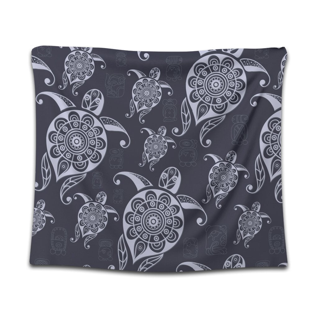 Hawaiian Turtle Pattern Wonderfull Tapestry - AH Wall Tapestry Black - Polynesian Pride