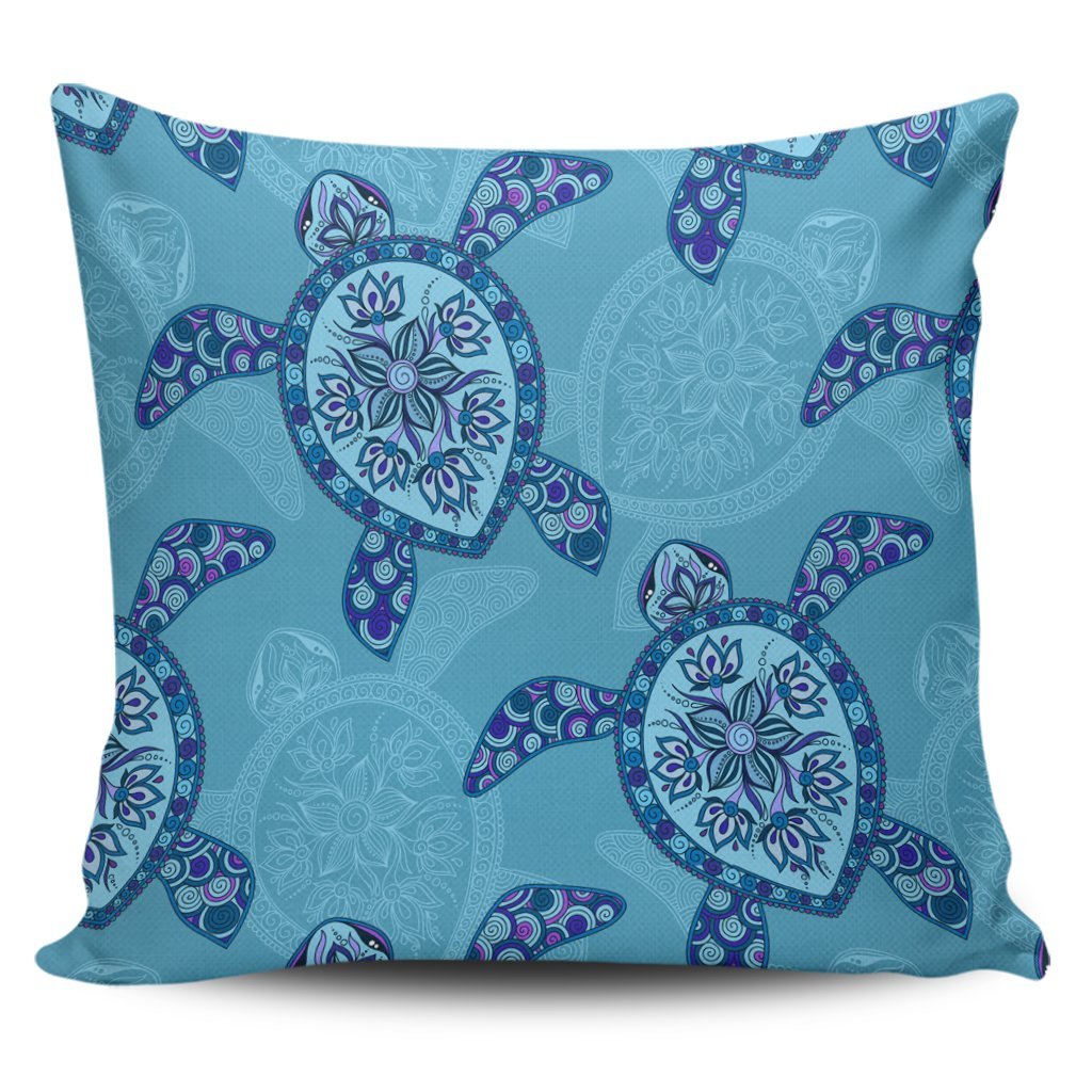 Hawaiian Turtle Plumeria Pillow Covers - AH Pillow Covers Black - Polynesian Pride