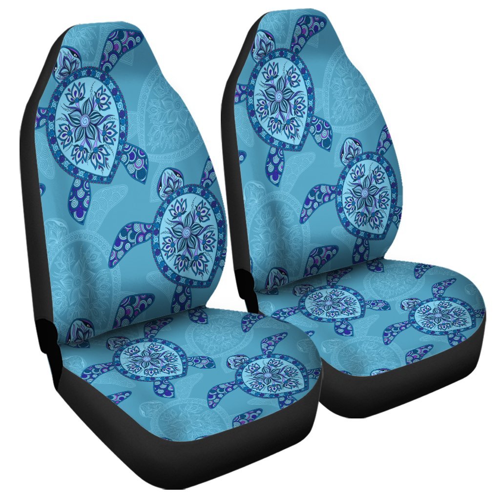 Hawaiian Turtle Plumeria Car Seat Covers - AH Universal Fit Black - Polynesian Pride