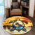 Hawaiian Turtle Plumeria Coconut Tree Polynesian Round Carpet Gold - AH - Polynesian Pride