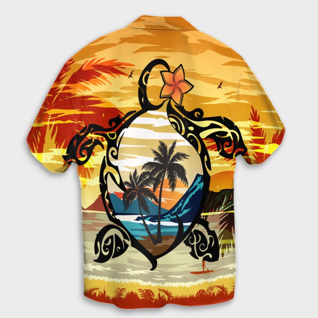 Hawaiian Turtle Plumeria Coconut Tree Polynesian Hawaiian Shirt Gold - AH - Polynesian Pride