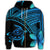 Hawaiian Turtle Plumeria Kakau Polynesian Quilt Zip Hoodie Blue - Polynesian Pride