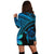 Hawaiian Turtle Plumeria Kakau Polynesian Quilt Hoodie Dress Blue AH - Polynesian Pride