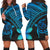 Hawaiian Turtle Plumeria Kakau Polynesian Quilt Hoodie Dress Blue AH Black - Polynesian Pride