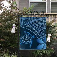 Hawaiian Turtle Plumeria Kakau Polynesian Quilt Flag Neo Blue AH - Polynesian Pride