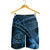 Hawaiian Turtle Plumeria Kakau Polynesian Quilt Men's Shorts Neo Blue AH - Polynesian Pride