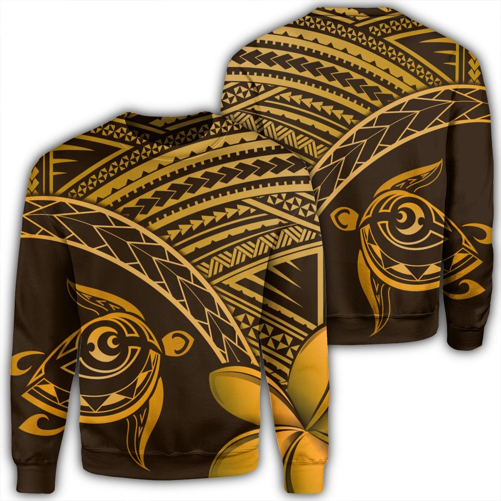 Hawaiian Turtle Plumeria Kakau Polynesian Quilt Sweatshirt Neo Brown AH Unisex Black - Polynesian Pride