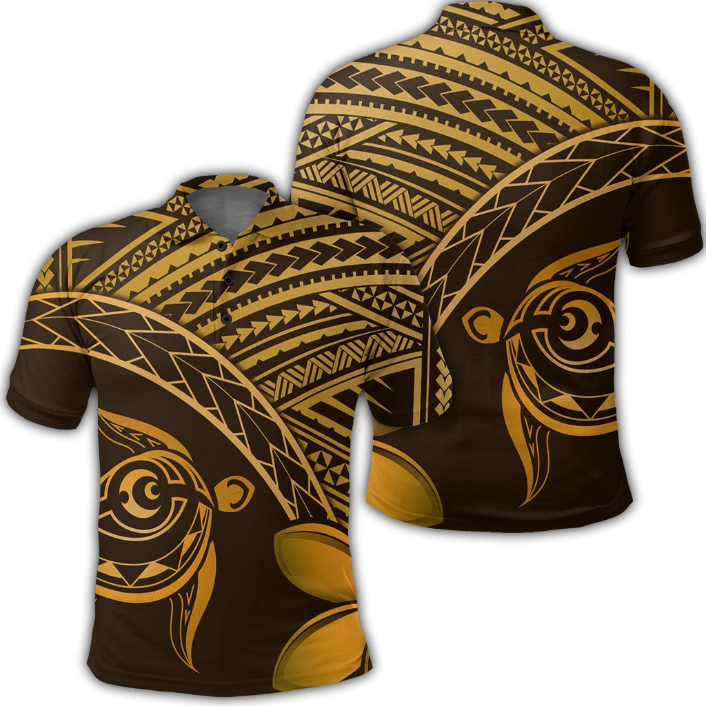 Hawaiian Turtle Plumeria Kakau Polynesian Quilt Polo Shirt Neo Brown AH Unisex Black - Polynesian Pride