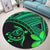 Hawaiian Turtle Plumeria Kakau Polynesian Quilt Round Carpet Neo Green AH - Polynesian Pride