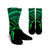 Hawaiian Turtle Plumeria Kakau Polynesian Quilt Crew Socks Neo Green AH Crew Socks White - Polynesian Pride