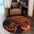 Hawaiian Turtle Plumeria Kakau Polynesian Quilt Round Carpet Neo Orange AH - Polynesian Pride