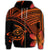 Hawaiian Turtle Plumeria Kakau Polynesian Quilt Zip Hoodie Neo Orange - Polynesian Pride