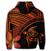 Hawaiian Turtle Plumeria Kakau Polynesian Quilt Hoodie Neo Orange - Polynesian Pride