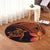 Hawaiian Turtle Plumeria Kakau Polynesian Quilt Round Carpet Neo Orange AH - Polynesian Pride